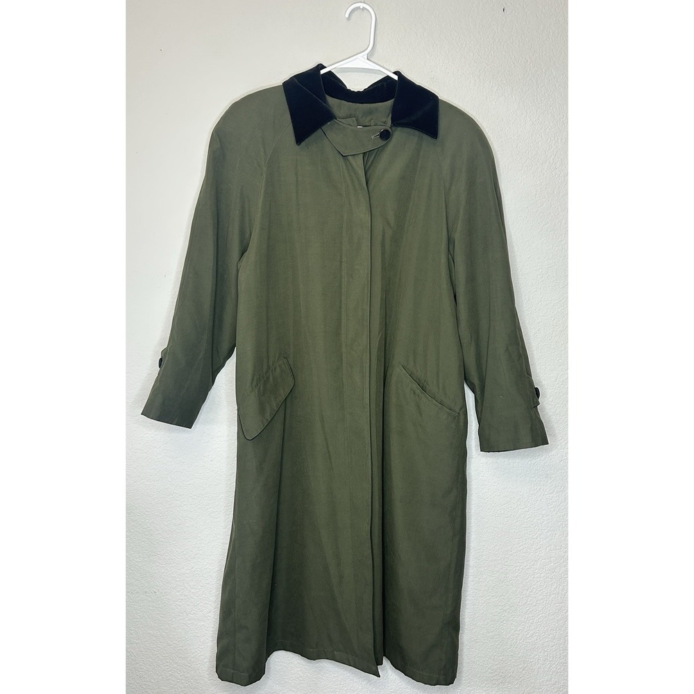 Vintage 1990s Neiman Marcus Michael Kors Trench Coat Size 8 Olive Green Women's